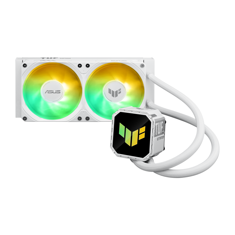 The front view of TUF Gaming LC III 240 ARGB White Edition