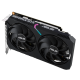 ASUS Dual GeForce GTX 1650 MINI OC edition 4GB GDDR6 graphics card, angled forward view, shocasing the ARGB element