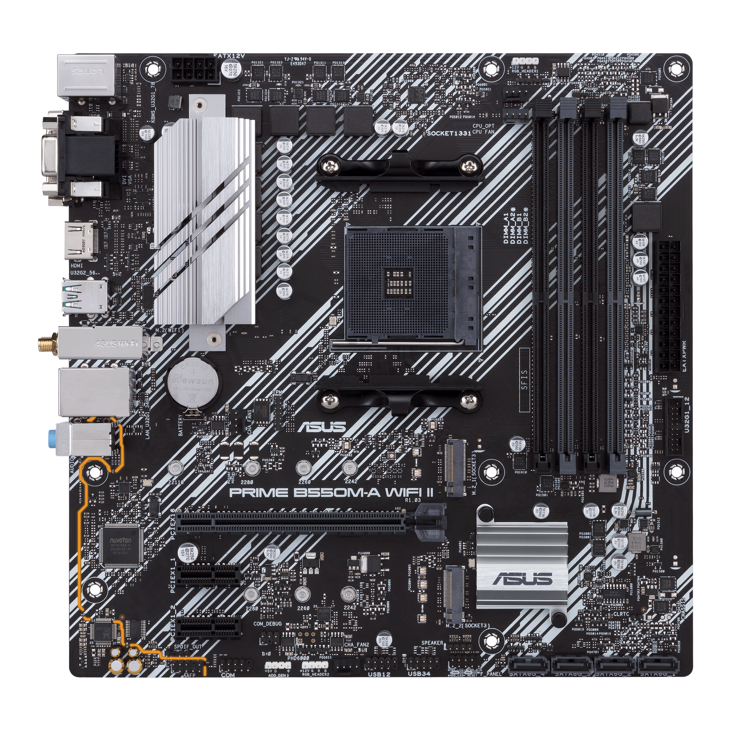  ASUS Prime B550-PLUS AMD AM4 Zen 3 Ryzen 5000 & 3rd Gen Ryzen  ATX Motherboard (PCIe 4.0, ECC Memory, 1Gb LAN, HDMI 2.1, DisPlayPort 1.2  (4K@60HZ), Addressable Gen 2 RGB Header