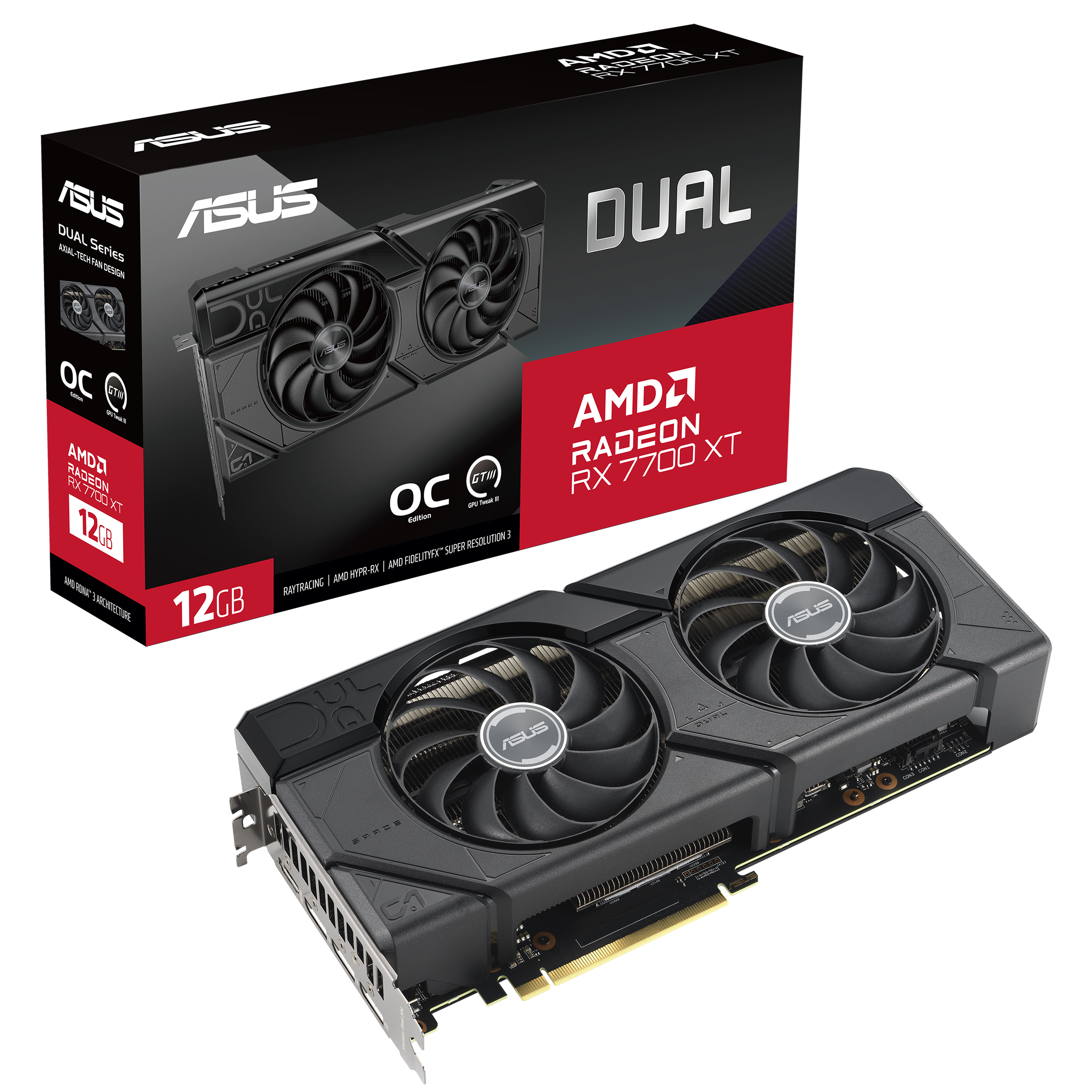 ASUS Dual Radeon™ RX 7700 XT OC Edition 12GB GDDR6, Graphics Card