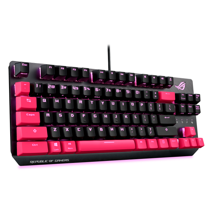 ROG Strix Scope TKL Electro Punk angled view from left