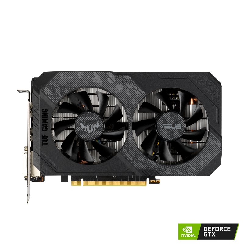 ASUS TUF Gaming GeForce GTX 1630 4GB graphics card with NVIDIA logo, front view