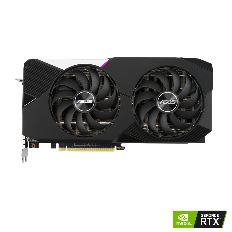 Dual GeForce RTX 3070 V2 graphics card with NVIDIA logo, front view 