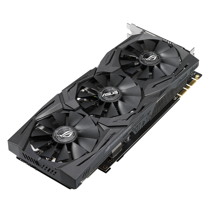 ROG-STRIX-GTX1070TI-8G-GAMING graphics card, front angled view