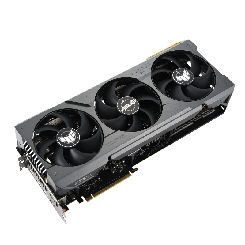 ASUS TUF Gaming GeForce RTX 4080 16GB GDDR6X OC Edition graphics card, front angled view