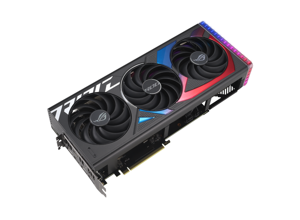 ROG Strix GeForce RTX 4070 graphics card, front angled view