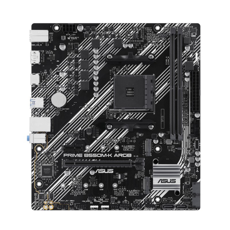 ASUS Prime B550M-K AMD AM4 Zen 3 Ryzen 5000 & 3rd Gen Ryzen Micro-ATX  Motherboard (PCIe 4.0, ECC Memory, 1Gb LAN, Dual M.2, USB 3.2 Gen 2  Type-A,HDMI