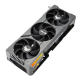ASUS TUF Gaming GeForce RTX 4080 16GB GDDR6X OC Edition graphics card, angled top down view of the, highlighting the fans, ARGB