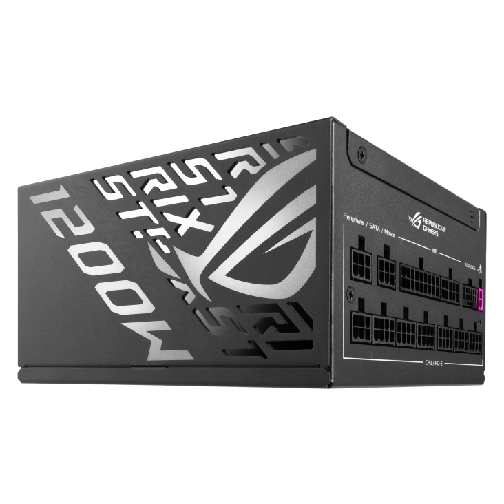 Hero angle of ROG Strix 1200W Platinum with front side focus