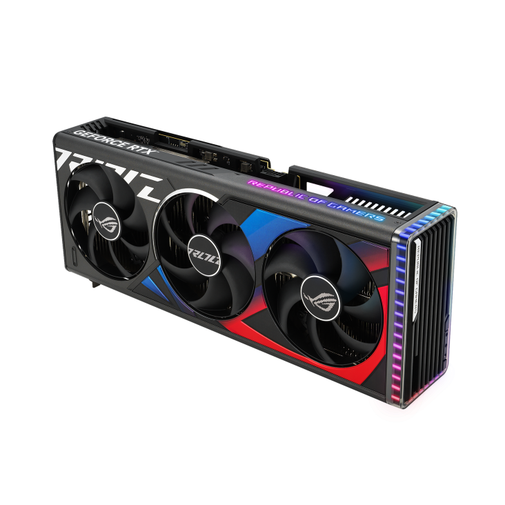 Angled-top-down-view-of-the-ROG-Strix-GeForce-RTX4080-SUPER-graphics-card-highlighting-the-fans-ARGB