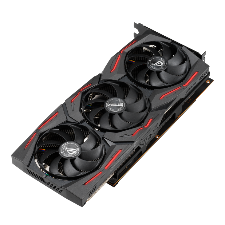 ROG-STRIX-RX5700-O8G-GAMING graphics card, front angled view
