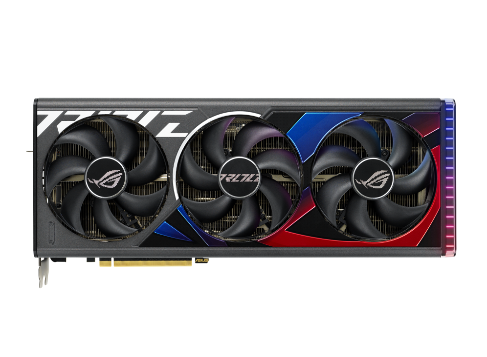 Front side of the ROG Strix GeForce RTX 4080 graphics card