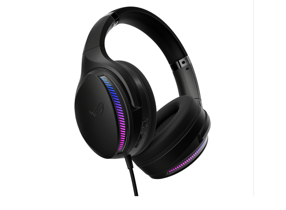 ROG Fusion II 300 highlights the RGB lighting on the ear cup