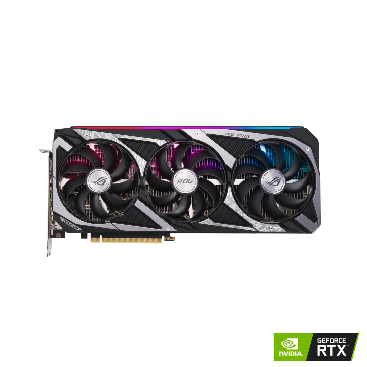 ROG-STRIX-RTX3060-O12G-GAMING graphics card, front view with NVIDIA logo