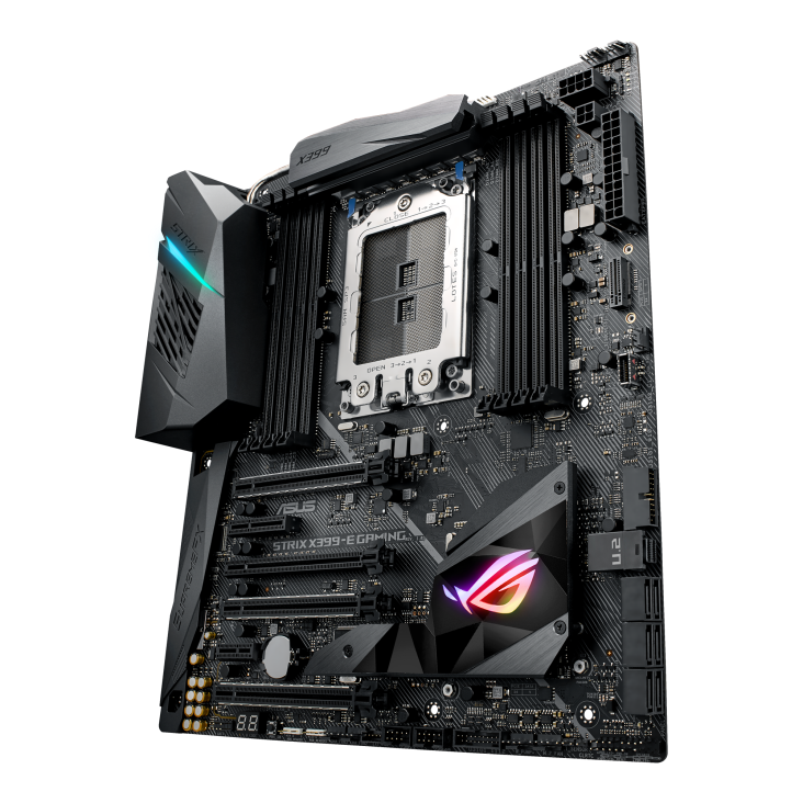 ROG STRIX X399-E GAMING angled view from right