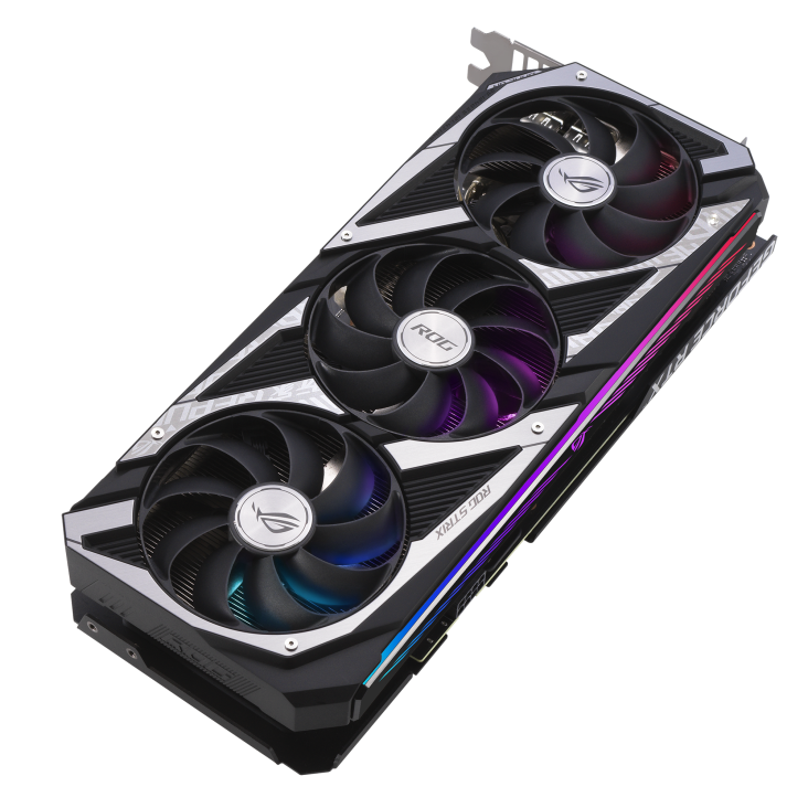 ROG-STRIX-RTX3060-12G-GAMING graphics card, front angled view