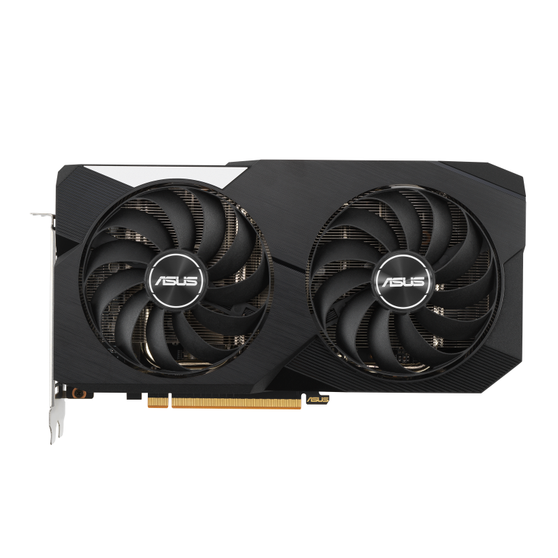 ASUS Dual AMD Radeon RX 6600 graphics card, front view 
