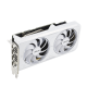 Angled top down view of the ASUS Dual GeForce RTX 3060 Ti White edition graphics card