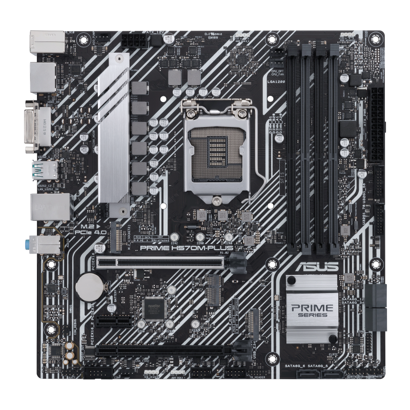 PRIME H570M-PLUS/CSM motherboard, front view 