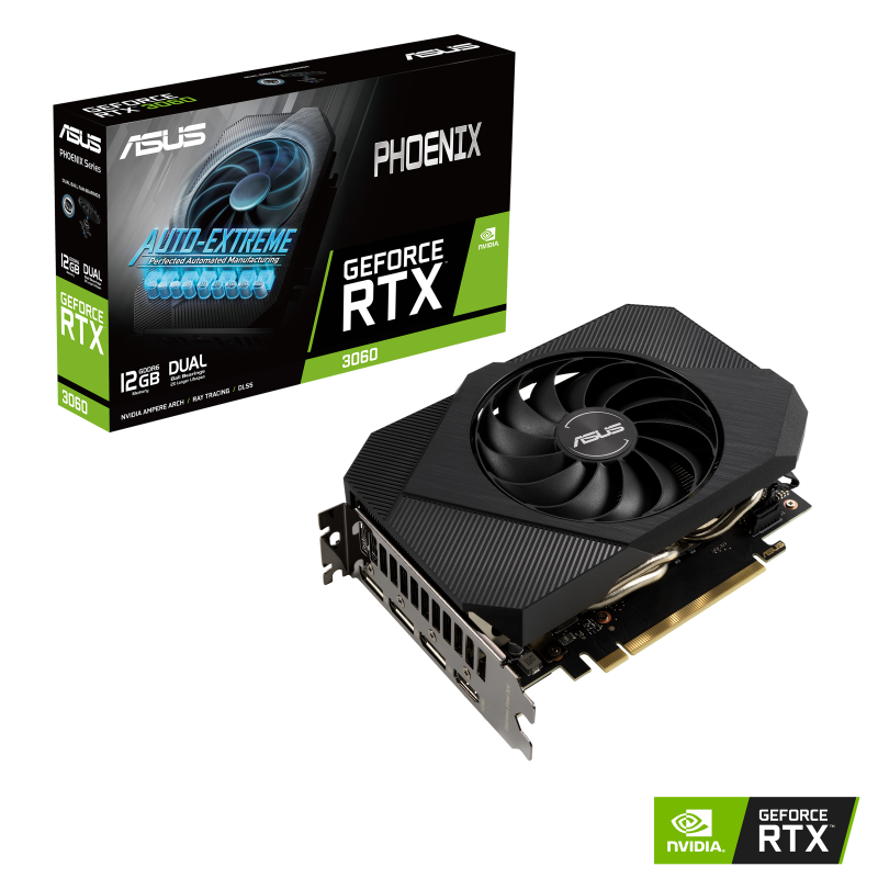 ASUS Phoenix GeForce GTX 1650 OC 4GB EVO packaging and graphics card with NVIDIA logo