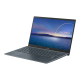 Zenbook 13 UX325 (11th Gen Intel) PINE GREY display opened from the front view, tilting at 45-degree from the right side. 