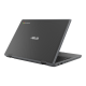 An angled rear view of an ASUS Chromebook CR1 showing the |Dark Grey chassis