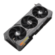 TUF Gaming GeForce RTX 4090 graphics card, highlighting axial flow technology fans and ARGB elements