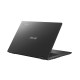 An angled rear view of an ASUS Chromebook CM14 Flip showing the gravity grey chassis.