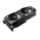 Dual series of GeForce RTX 2080 graphics card, front angled view, highlighting the fans, I/O ports