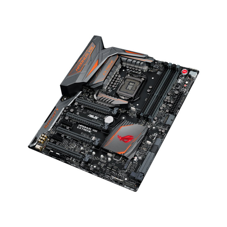 ROG MAXIMUS VIII EXTREME/ASSEMBLY top and angled view from right