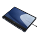 An overhead view of an ASUS ExpertBook B5 Flip in tablet mode with a stylus half inserted in the garage.