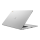 An angled rear view of an ASUS Chromebook C523 showing the Silver chassis