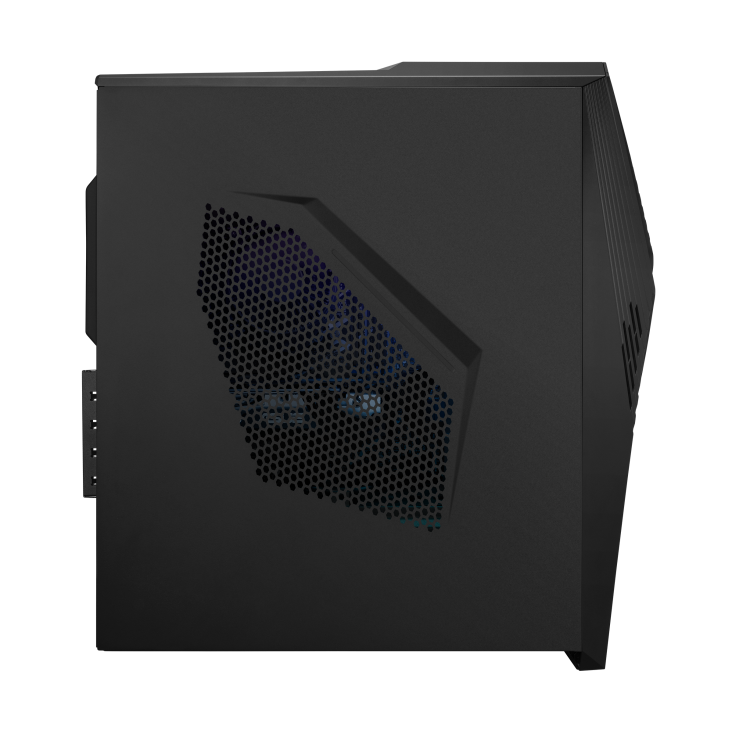 View of the right side of the ROG STRIX G13CHR, thermal fan and graphics card visible