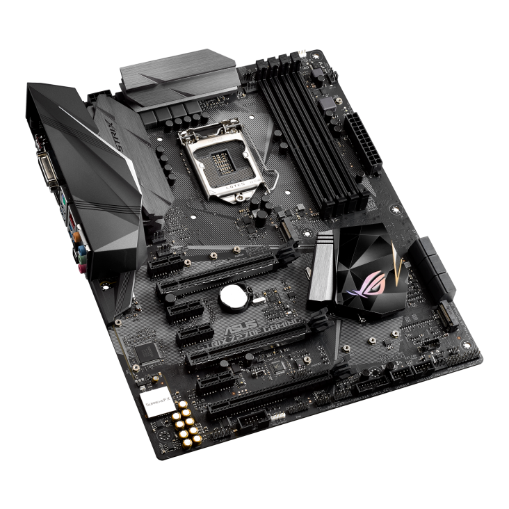 ROG STRIX Z270F GAMING top and angled view from left