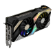 ASUS KO GeForce RTX 3070 OC Edition 8GB GDDR6 graphics card, angled top down view, I/O ports