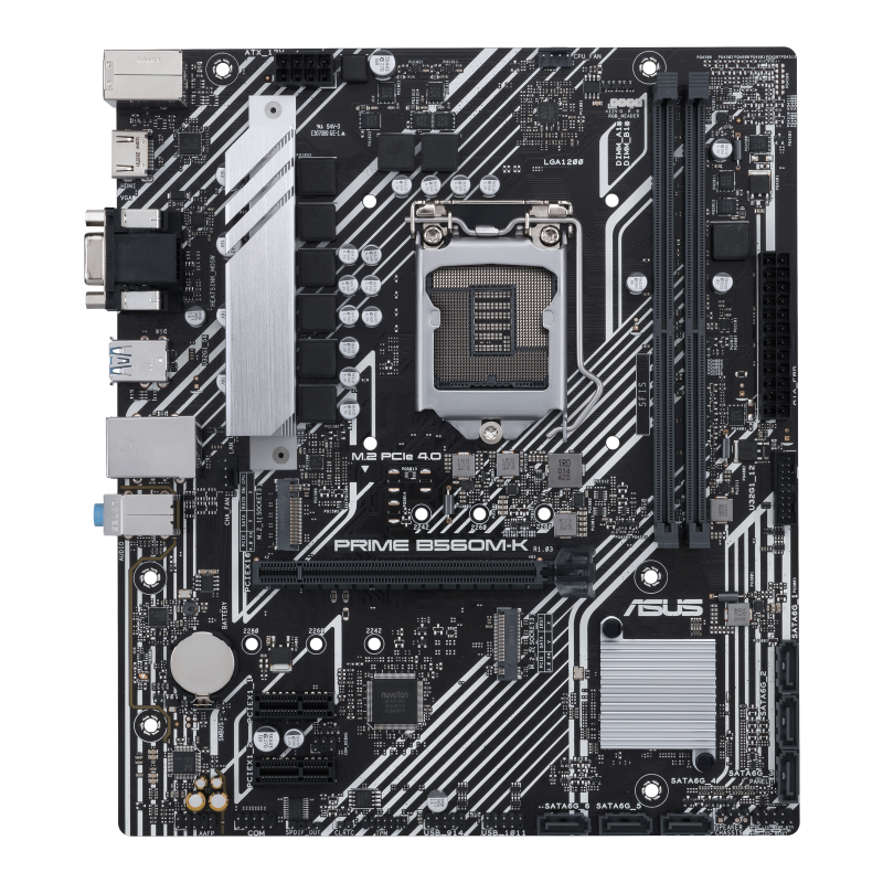 PRIME B560M-K/CSM motherboard, front view 