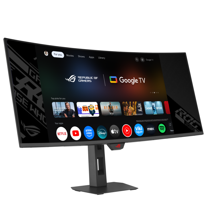 XG34WCDMTG_Front view to the right with google tv inscreen