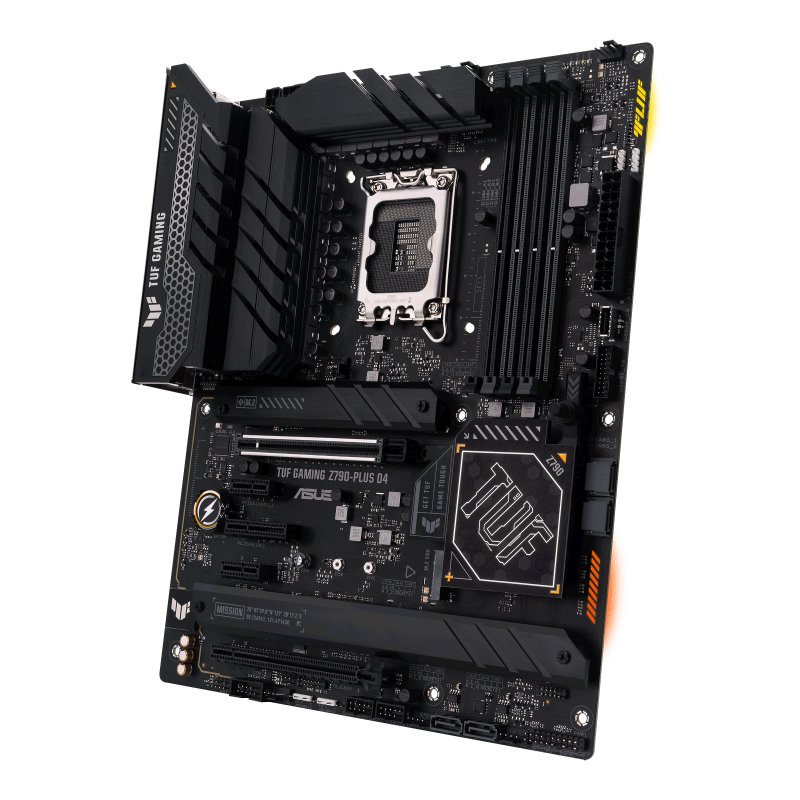 TUF GAMING Z790-PLUS D4 front view, 45 degrees