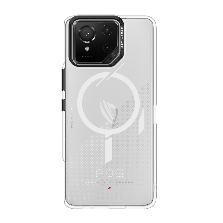 DEVILCASE Guardian – Mag with a ROG Phone 9 (White color) angled view from