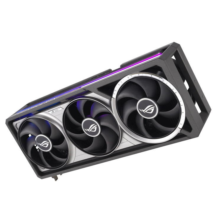 ROG Astral GeForce RTX™ 5090 32GB GDDR7_angled top down view+lighting