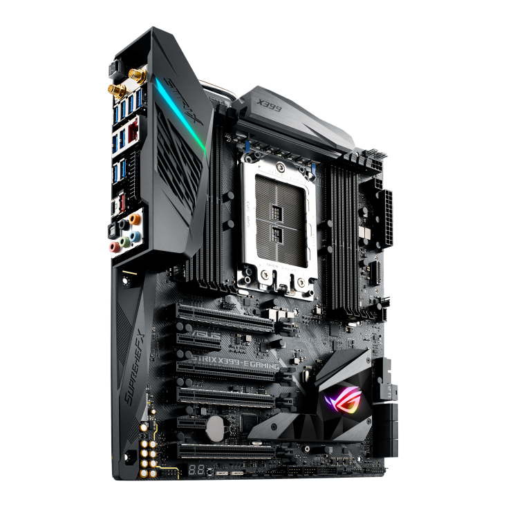 ROG STRIX X399-E GAMING angled view from left