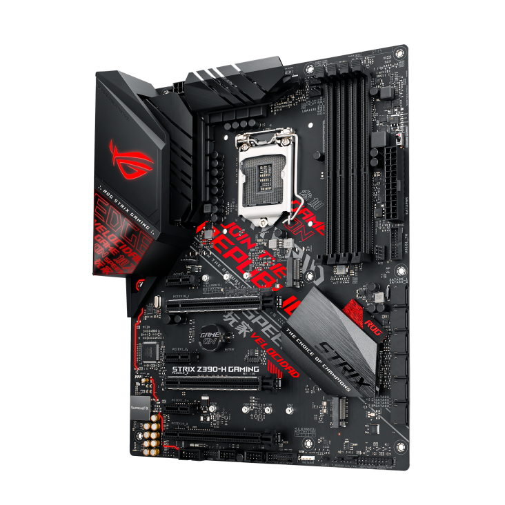 ROG STRIX Z390-H GAMING angled view from right