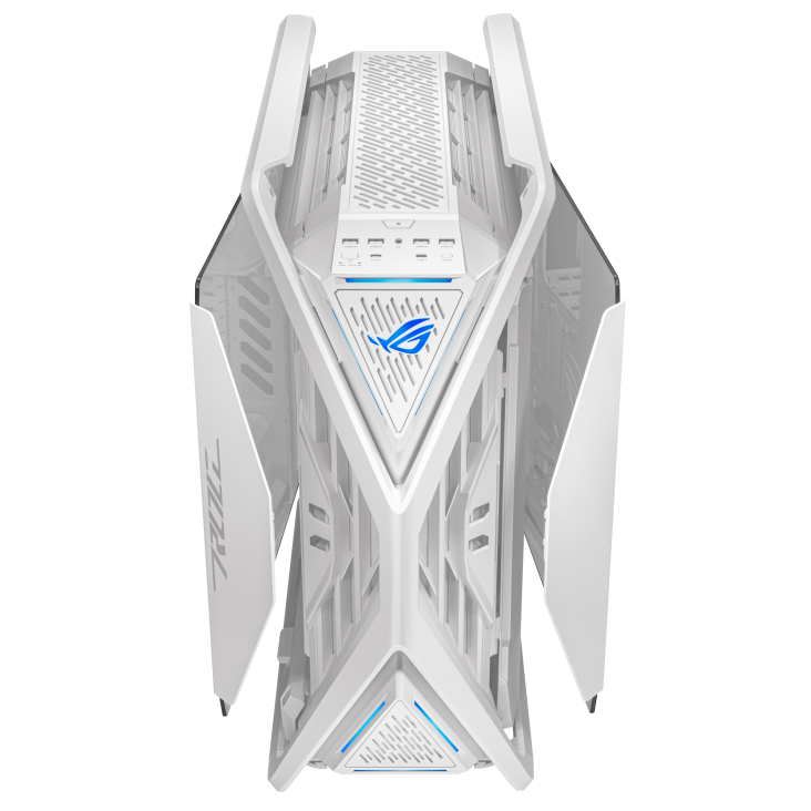 ROG Hyperion White top down view with opened side panels