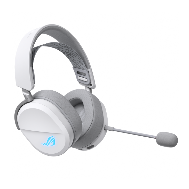 The front view of ROG Pelta in Moonlight White edition angled from left