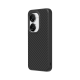 A Comet White Zenfone 10 attached with carbon fiber RhinoShield Case