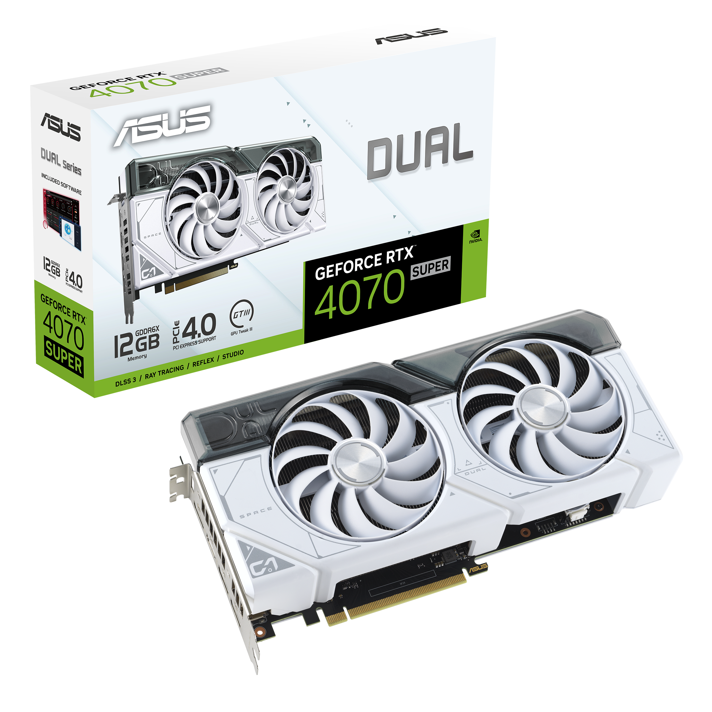 ASUS Dual GeForce RTX™ 4070 SUPER White Edition 12GB GDDR6X