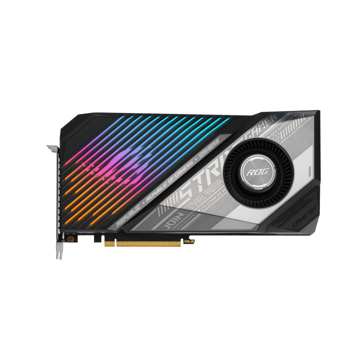 ROG-STRIX-LC-RX6900XT-O16G-GAMING graphics card, front side without tubes or radiator