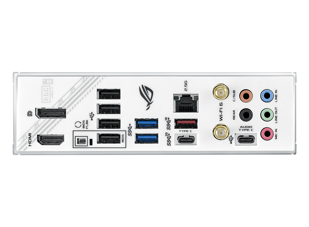 ROG STRIX B560-A GAMING WIFI I/O ports closeup