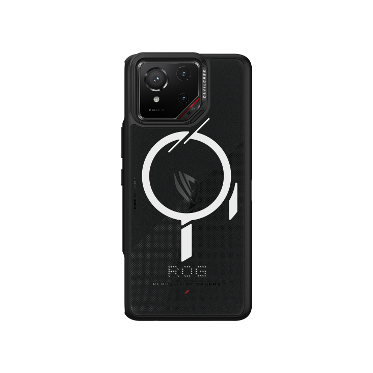 DEVILCASE Guardian – Mag with a ROG Phone 9 (Black color) angled view from