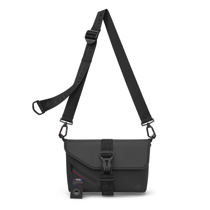 SLASH Sling Bag 2.0 on a white background, with the clasp closed and the shoulder strap slung high above the bag